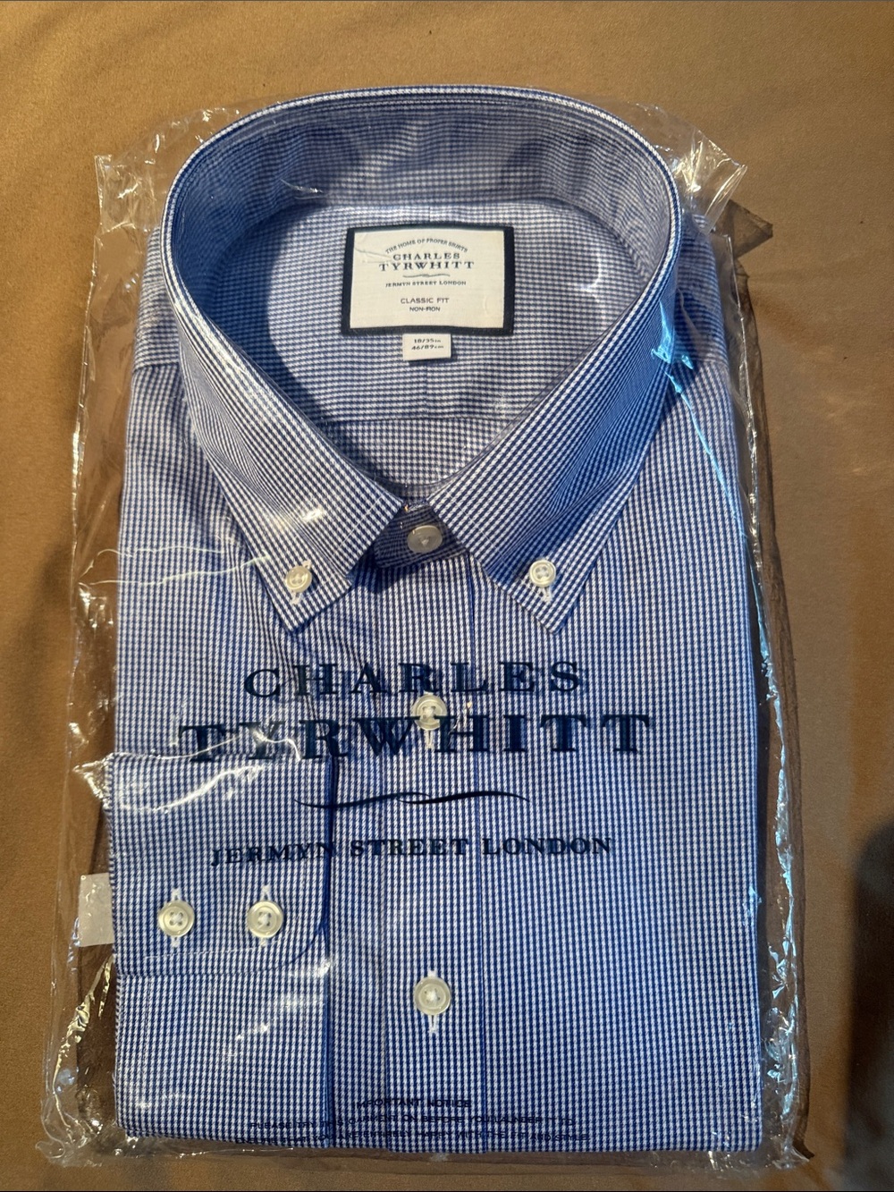 Charles Tyrwhitt Blue Micro-Check Button-Down Dress Shirt